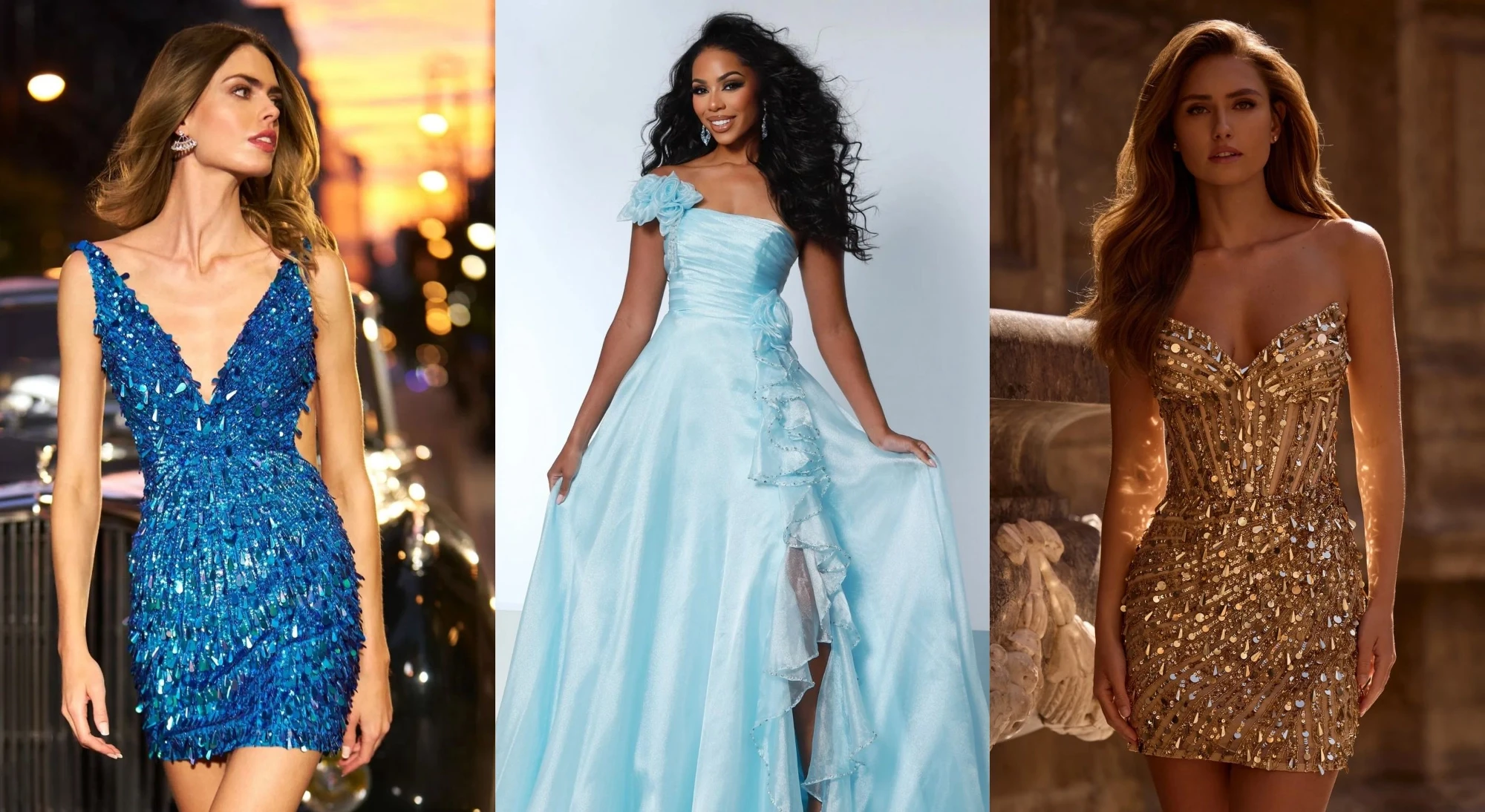 Model in McKenzie Jade orange Prom Dress