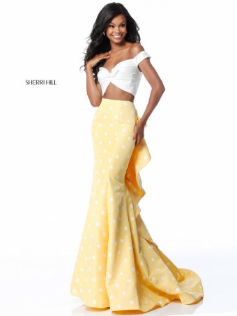 Sherri Hill Style #51865 #0 Candy Pink/Ivory/Black thumbnail