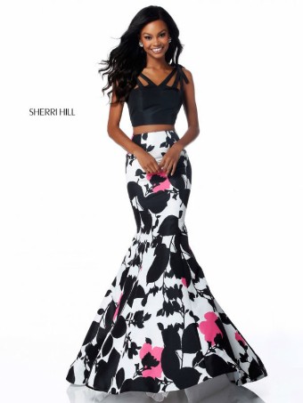 Sherri Hill Style #51824 #0 Black/Pink Print thumbnail