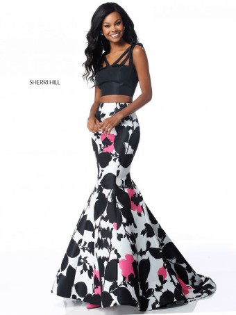 Sherri Hill Style #51824 #4 Black/Pink Print thumbnail
