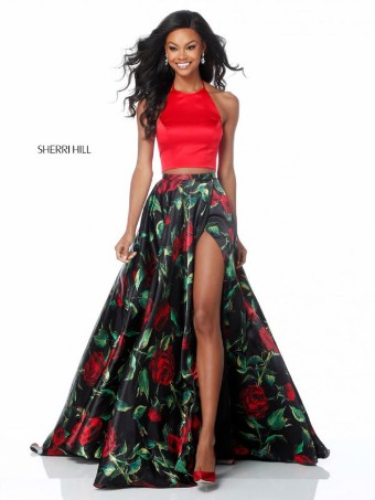 Sherri Hill Style #51870 #0 Red/Black Print thumbnail
