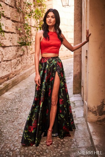 Sherri Hill Style #51870 #2 Red/Black Print thumbnail