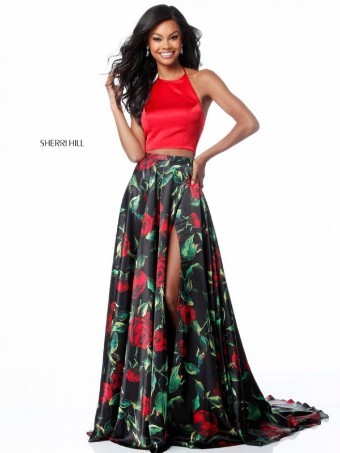 Sherri Hill Style #51870 #3 Red/Black Print thumbnail