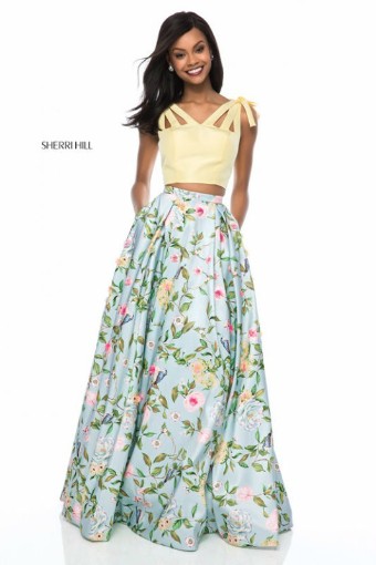 Sherri Hill Style #51959 #0 Blush/Aqua Print thumbnail