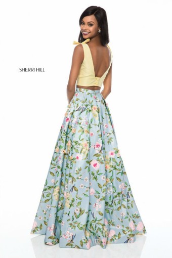 Sherri Hill Style #51959 #4 Blush/Aqua Print thumbnail