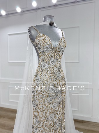 Sherri Hill Style #Custom Gown #6 ivory/gold/ab thumbnail