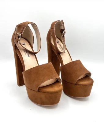 Diverse Style Style #Suede Chunky Platform Heel #0 default Dark Nude/Cinnamon thumbnail